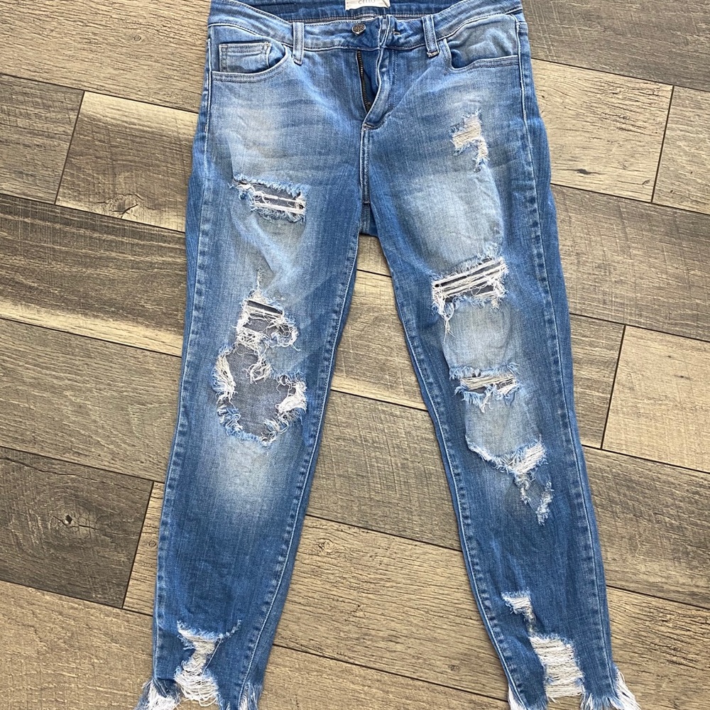 Cello distressed with raw hem jeans!